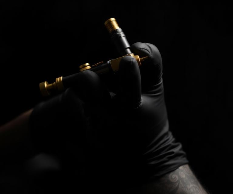 Tattoo artist holding a tattoo machine