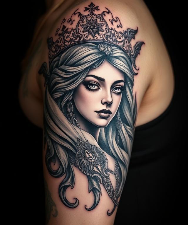 Goddess portrait tattoo
